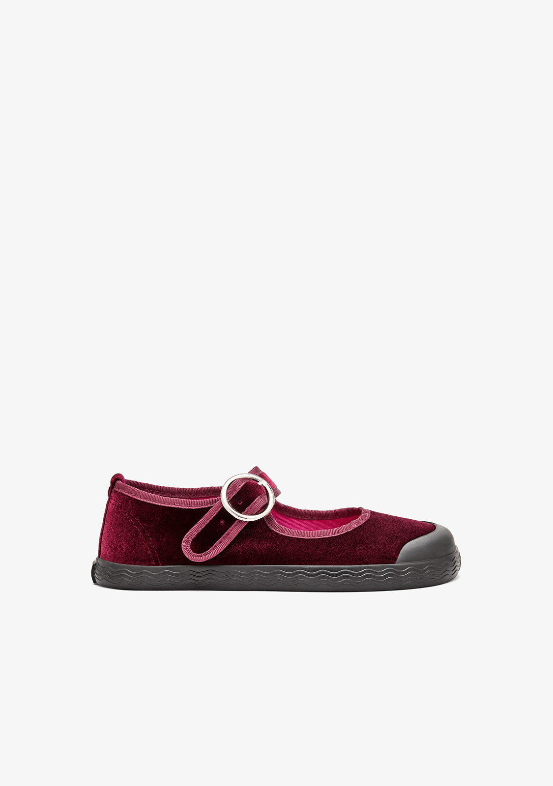 Barefoot Mary Jane Velvet Burgundy