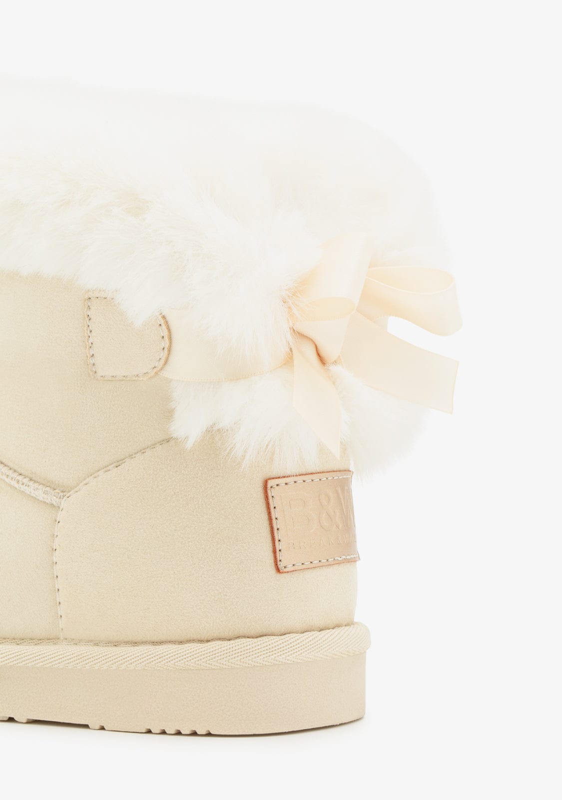 Beige Bow Fur Australian Boots Water Repellent