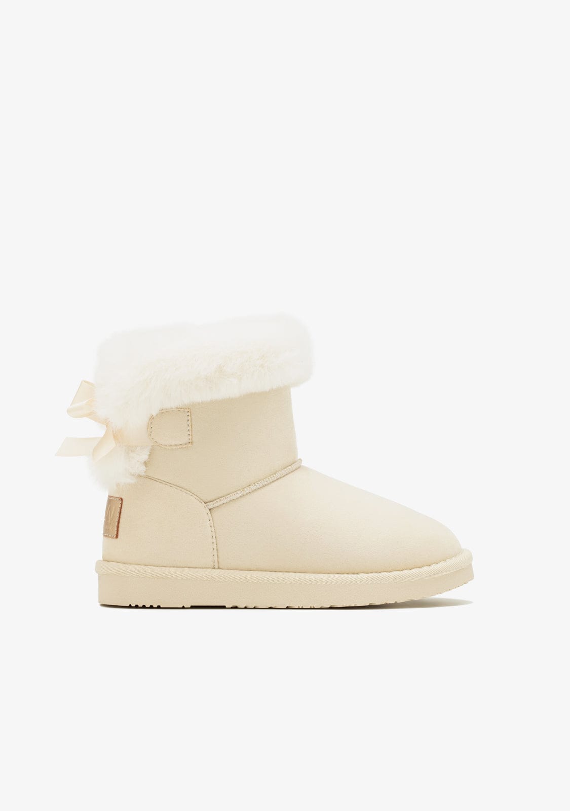 Beige Bow Fur Australian Boots Water Repellent