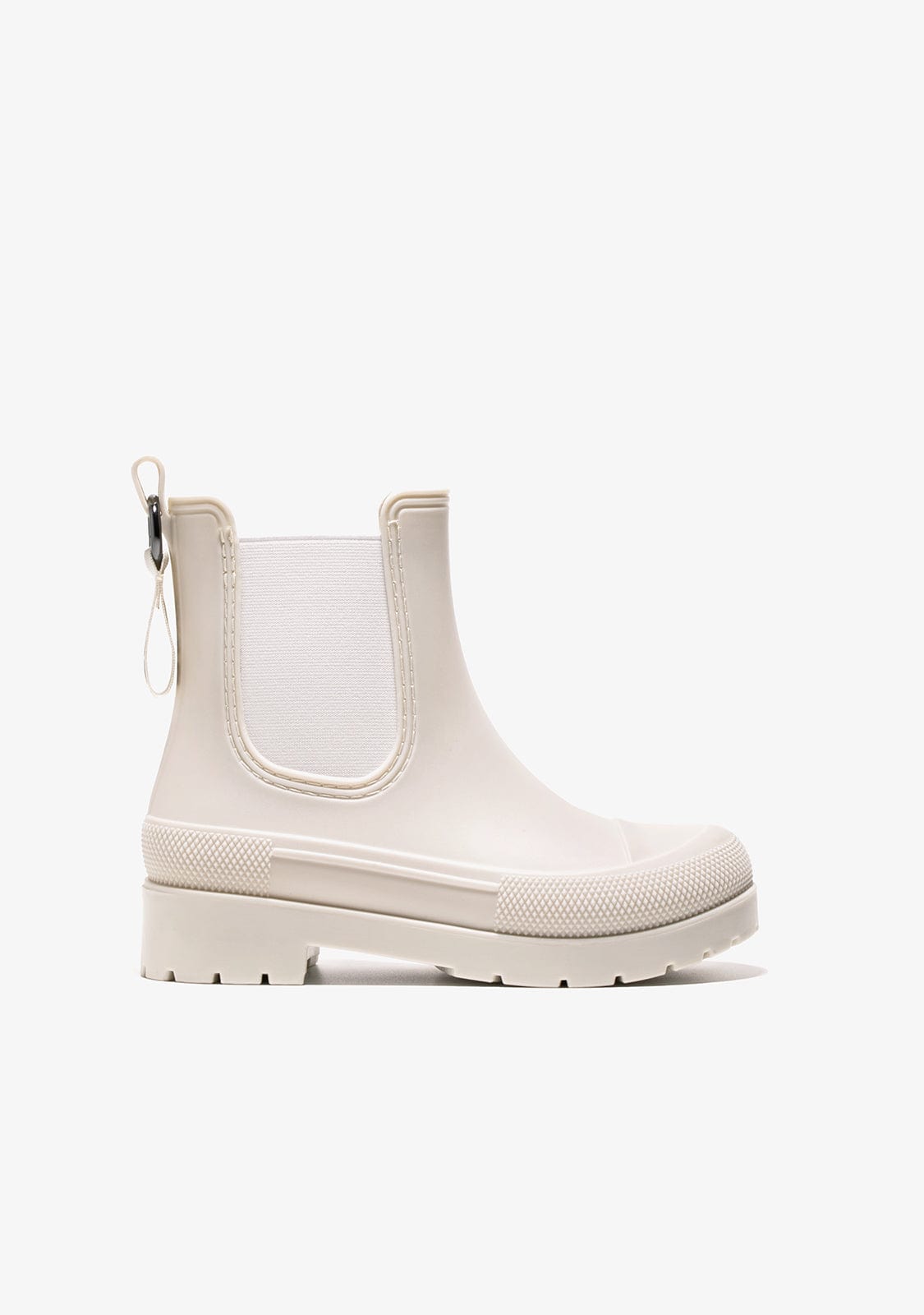 beige rain boots