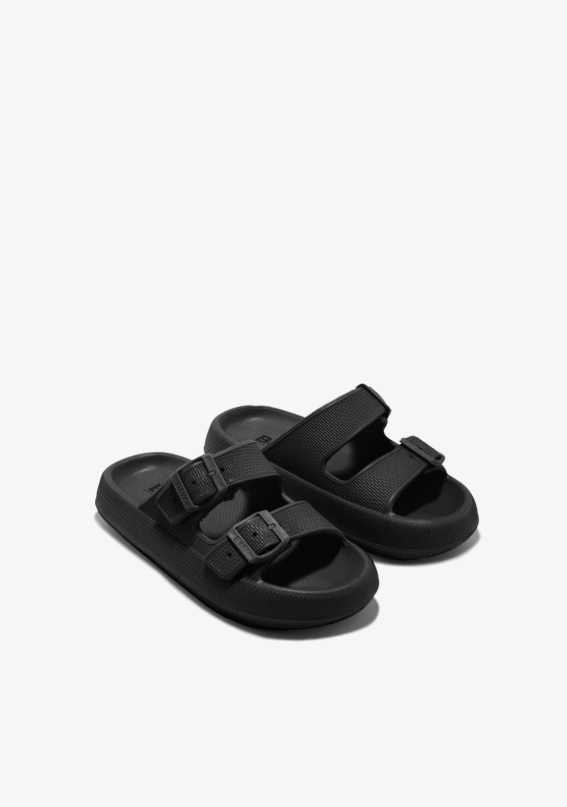 Black Double Buckle Slides