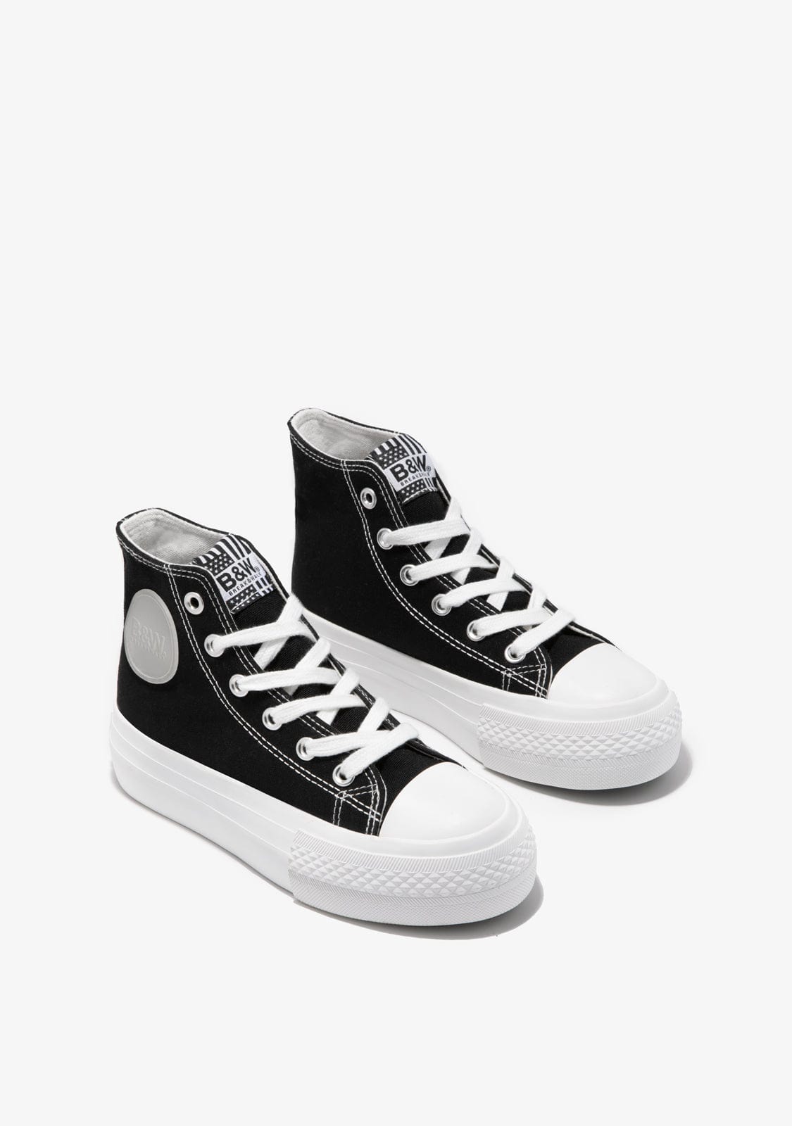 Canvas Platform High Top Sneakers Black B&W