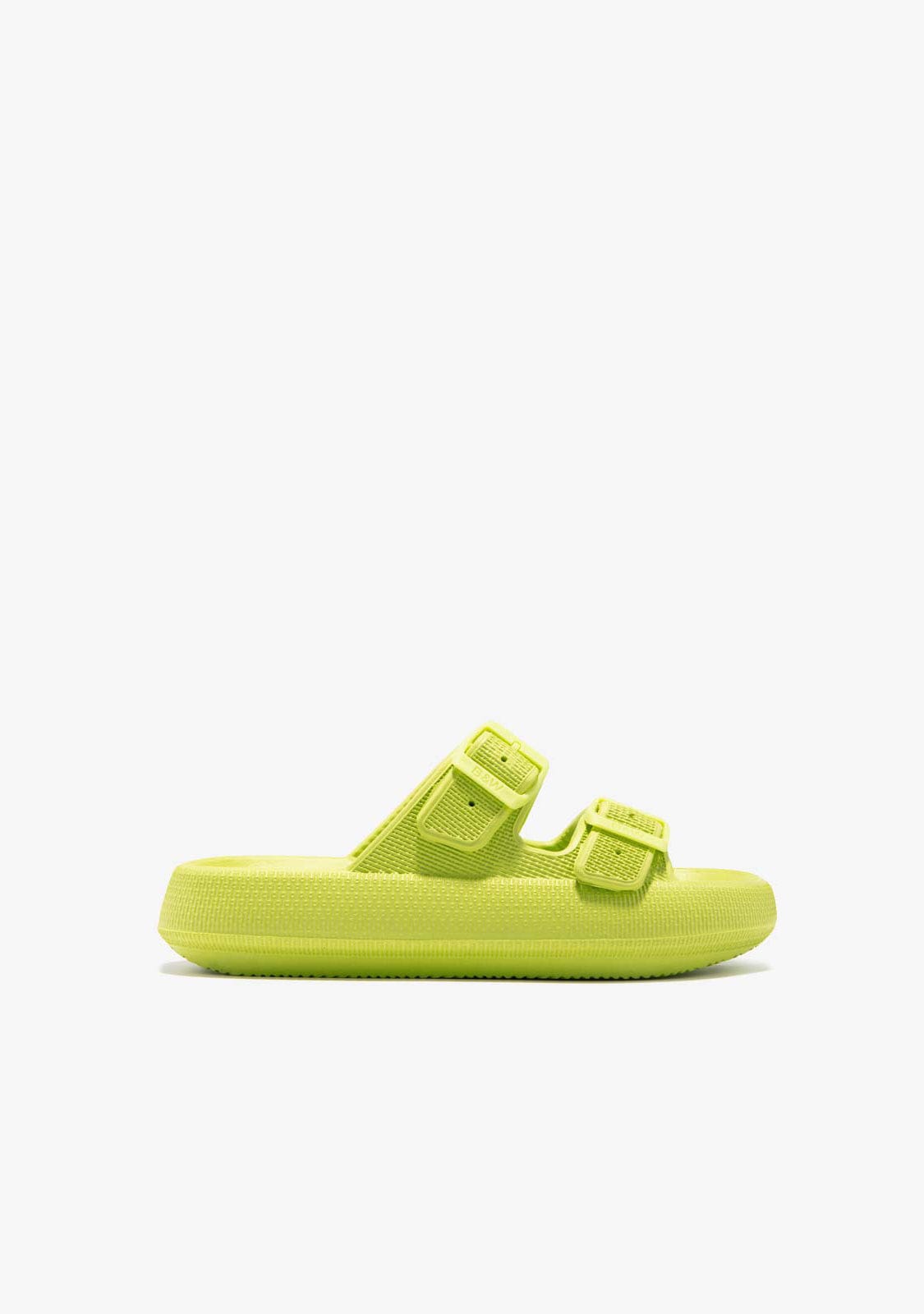 Lime Double Buckle Slides