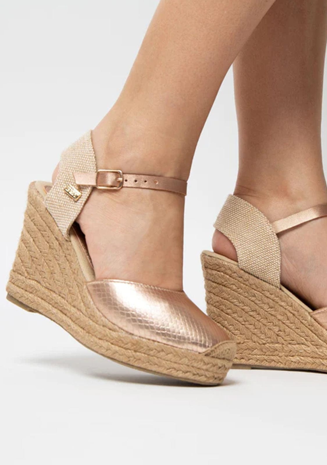 Wedge Shoe Espadrilles Capri Snake Rose Gold