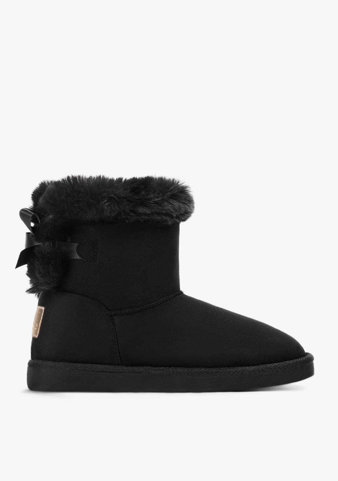 Black Fur Bow Australian Boots Water Repellent