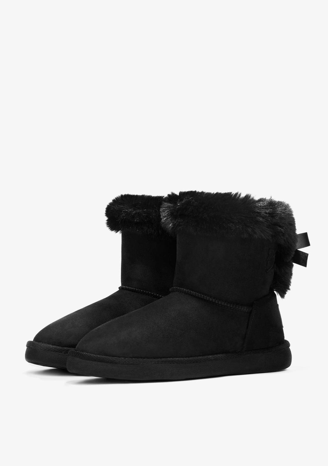 Black Fur Bow Australian Boots Water Repellent