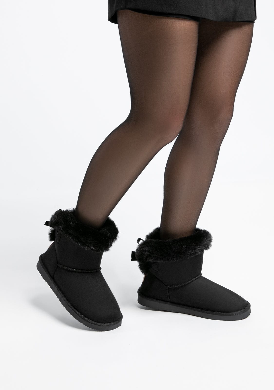Black Fur Bow Australian Boots Water Repellent