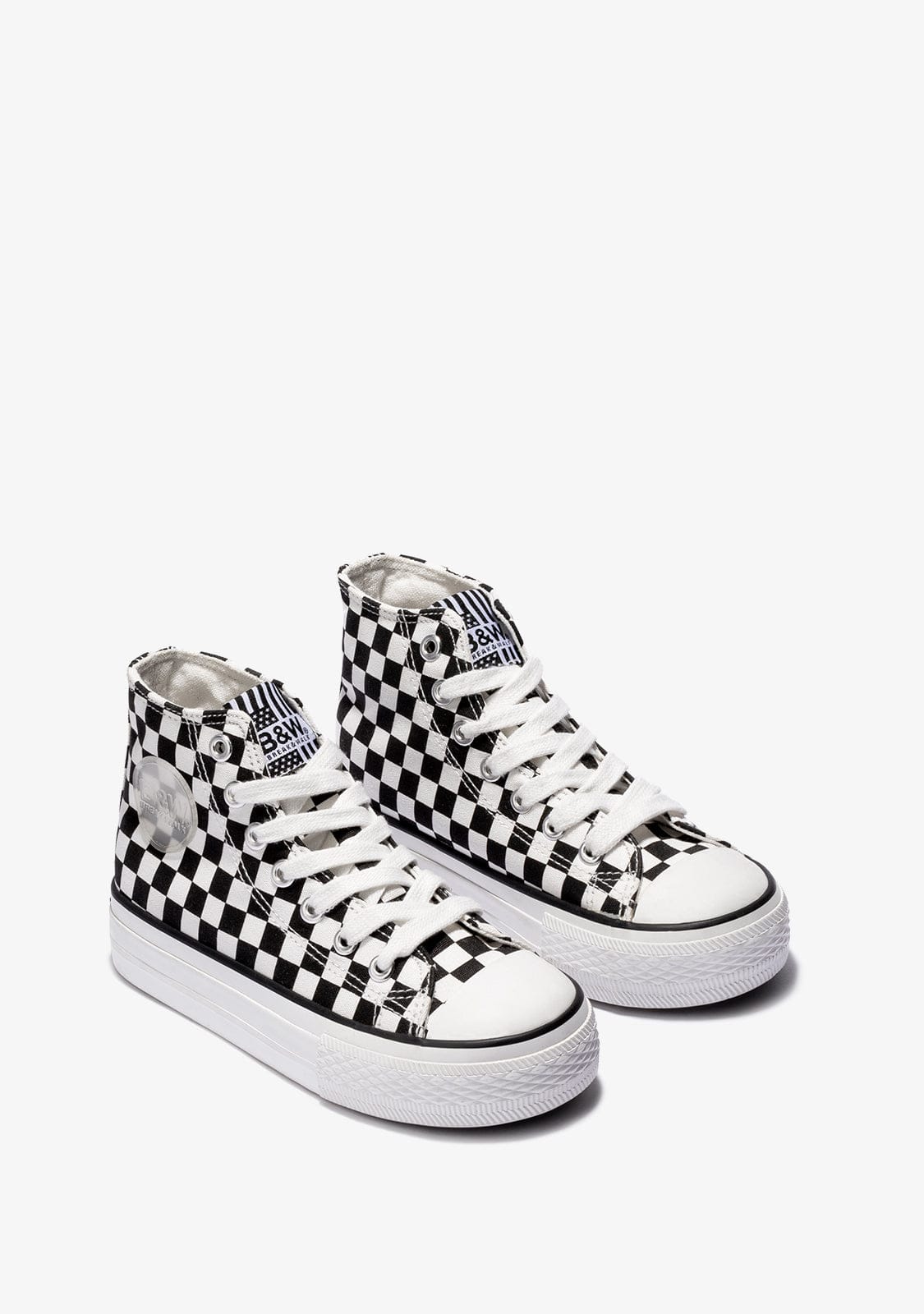 Black White Hi-Top Sneakers Canvas
