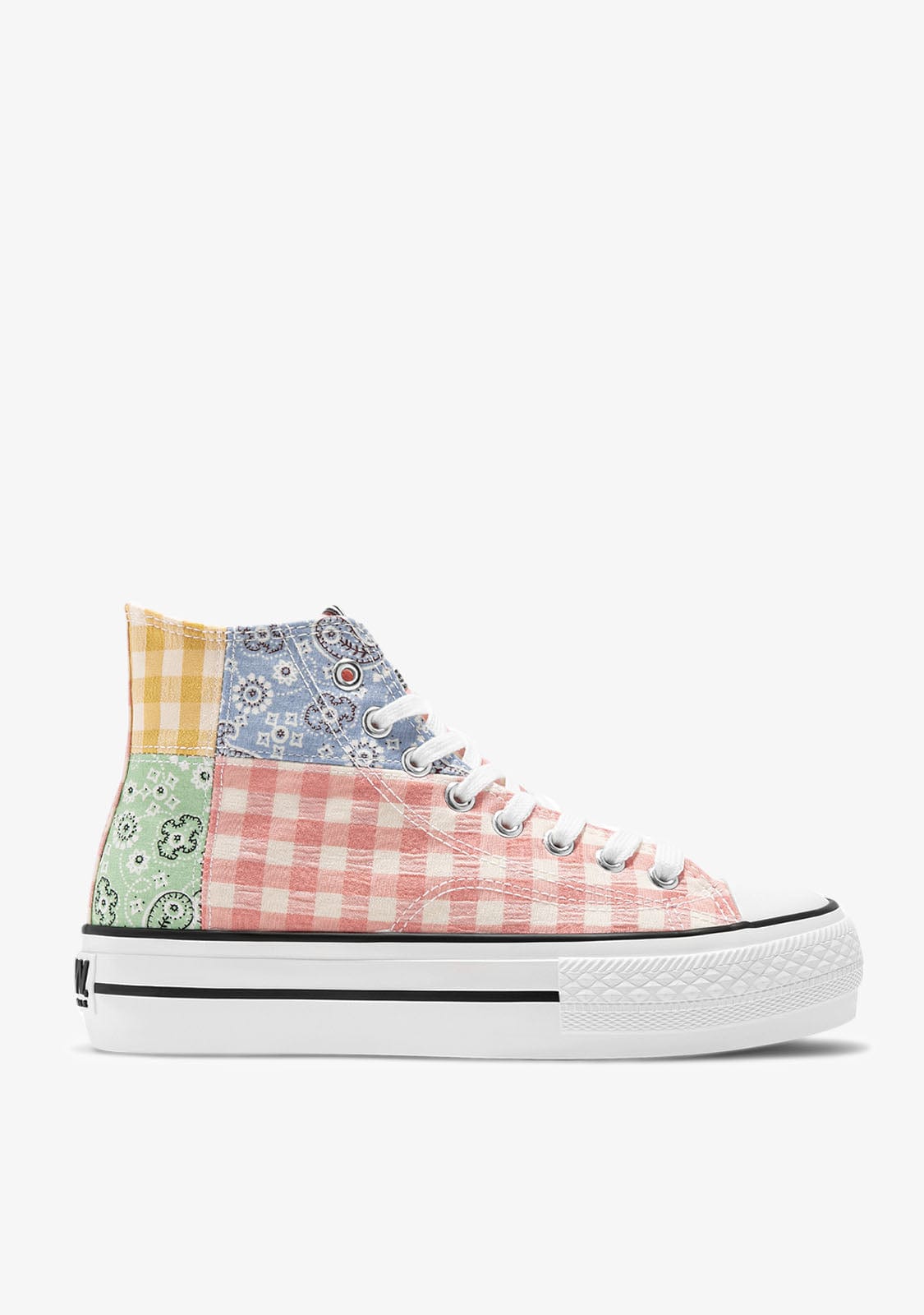 Multi Patchwork Hi-Top Sneakers