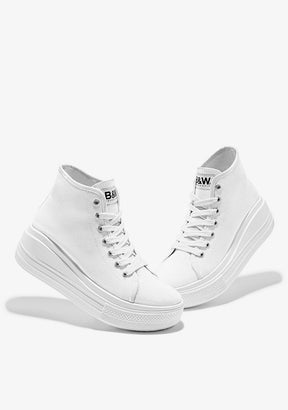 White Platform Rider Hi-Top Sneakers