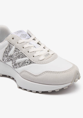 White Glitter Logo Sneakers