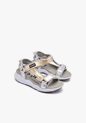 Silver Shine Strip Sandals