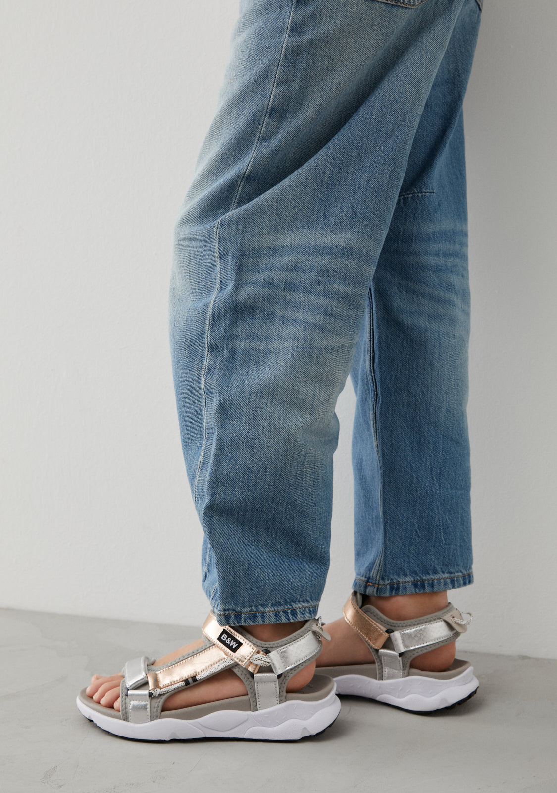 Silver Shine Strip Sandals
