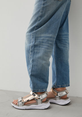 Silver Shine Strip Sandals