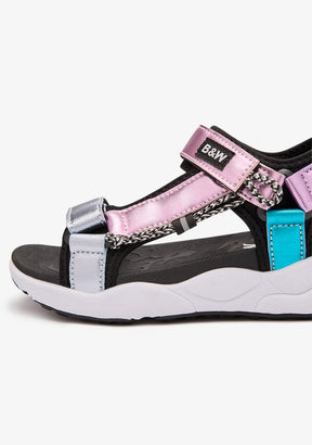 Multi Shine Strip Sandals