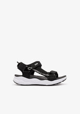 Black Canvas Strip Sandals