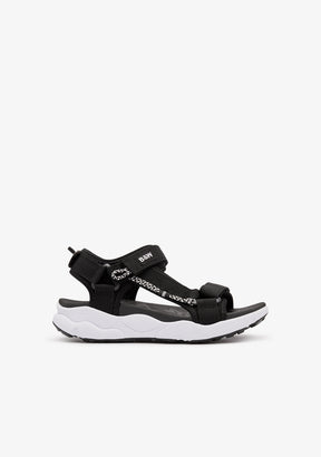 Black Canvas Strip Sandals