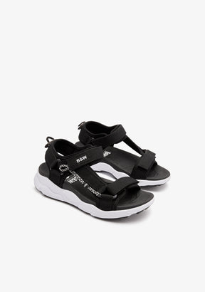 Black Canvas Strip Sandals
