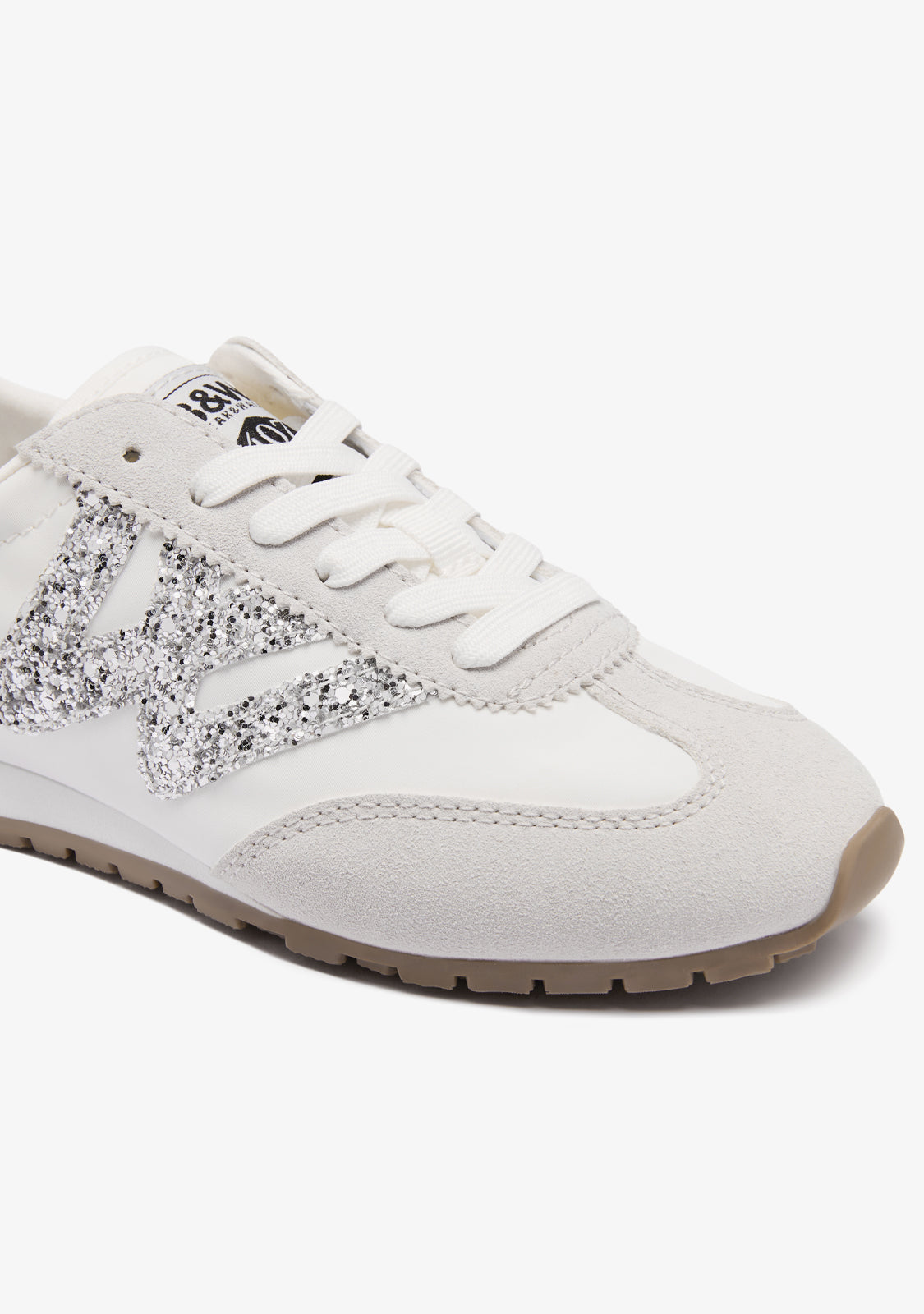 White Glitter Logo B&W Sneakers