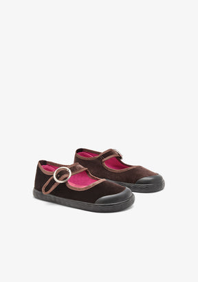 Barefoot Mary Jane Velvet Brown
