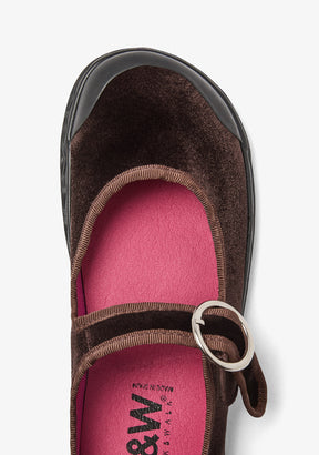 Barefoot Mary Jane Velvet Brown