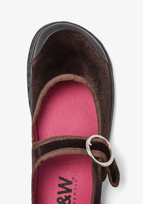 Barefoot Mary Jane Velvet Brown