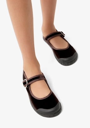 Barefoot Mary Jane Velvet Brown