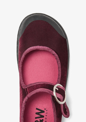 Barefoot Mary Jane Velvet Burgundy