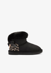 Australian Ankle Boots Lace Fur Black