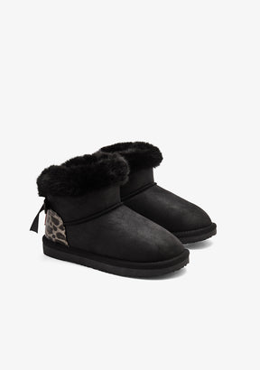 Australian Ankle Boots Lace Fur Black