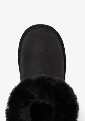 Australian Ankle Boots Lace Fur Black