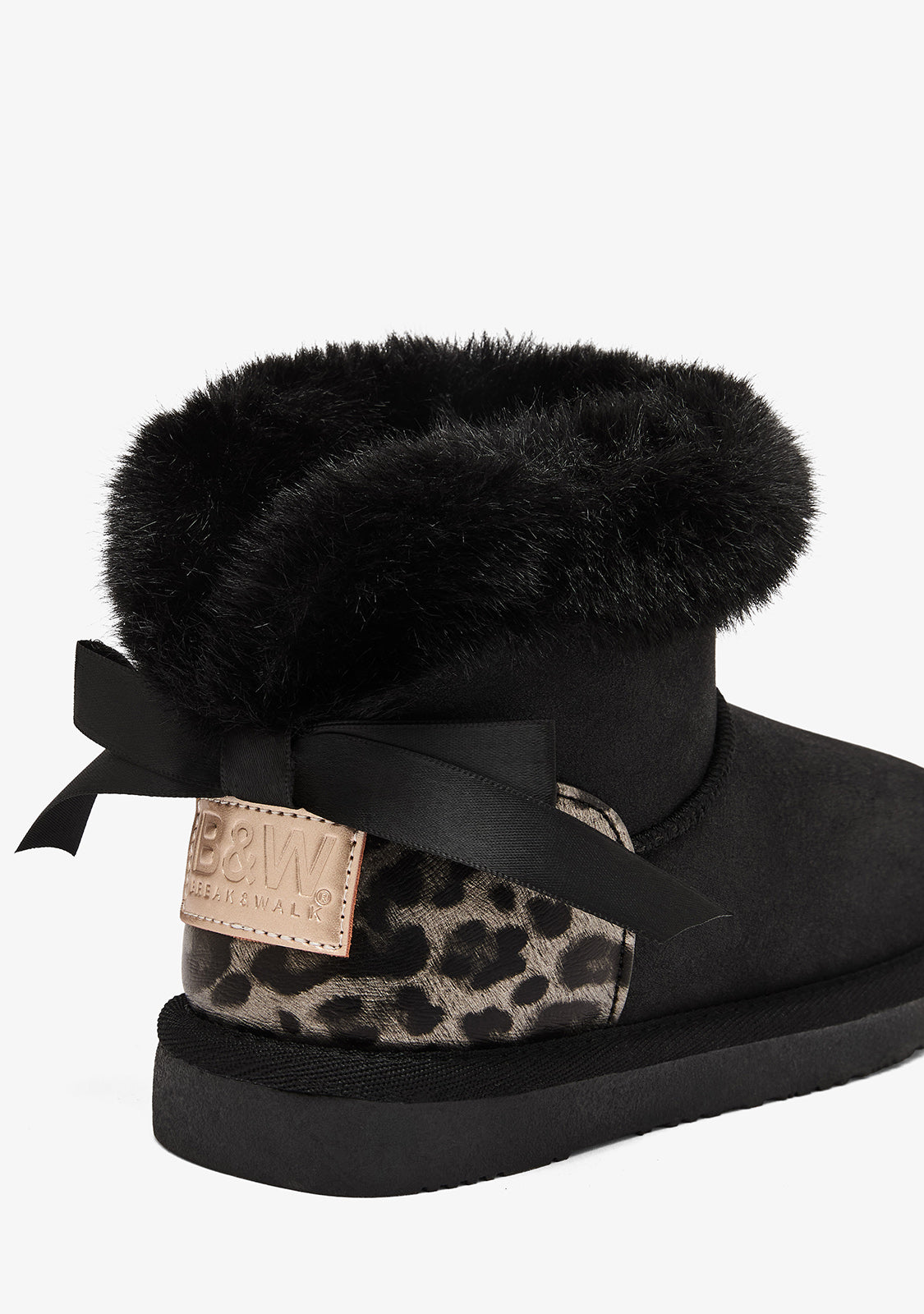 Australian Ankle Boots Lace Fur Black