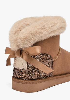 Botas Australianas Bajas Pelo Marrones y Glitter