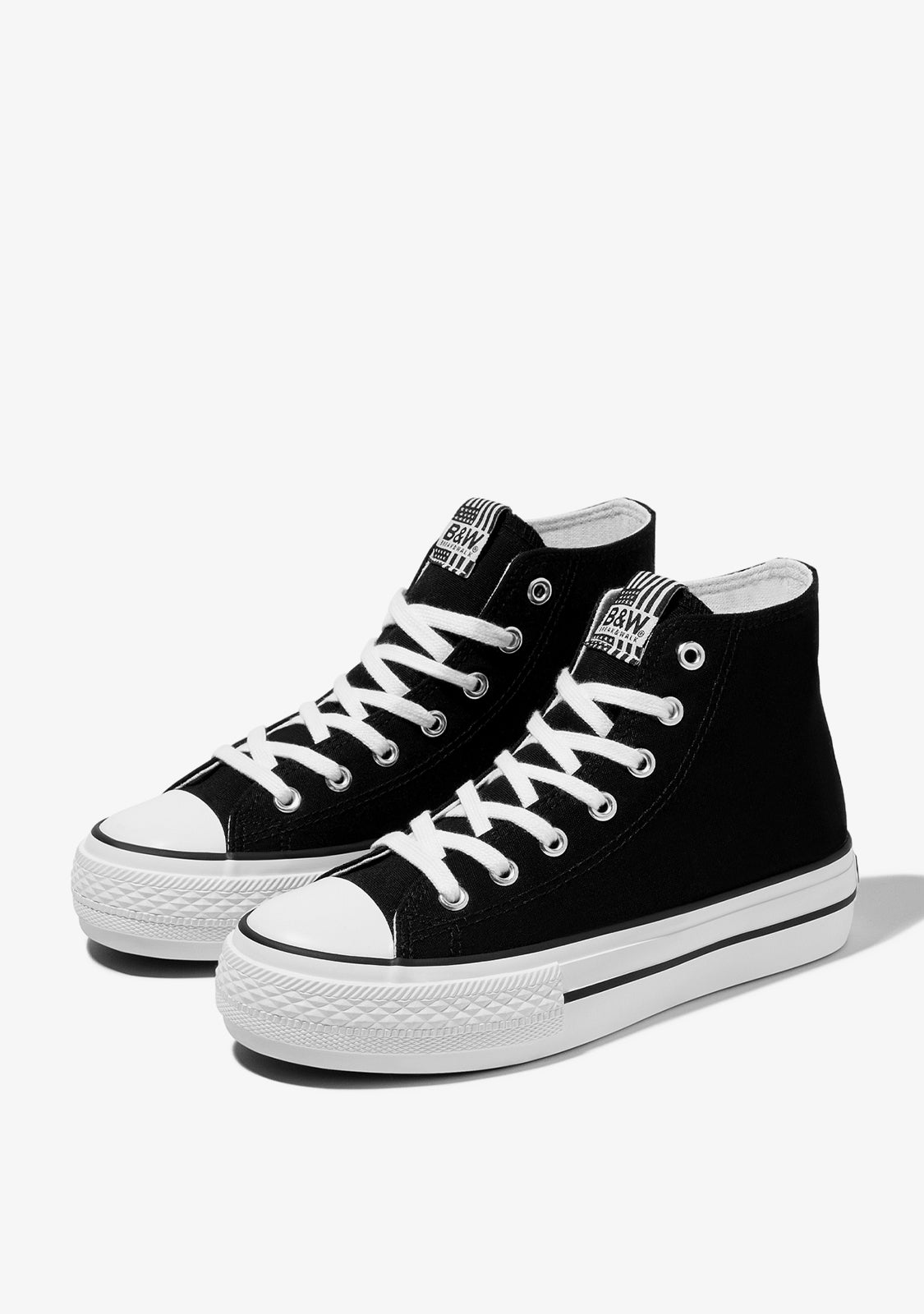 Black Platform Hi-Top Basic Sneakers