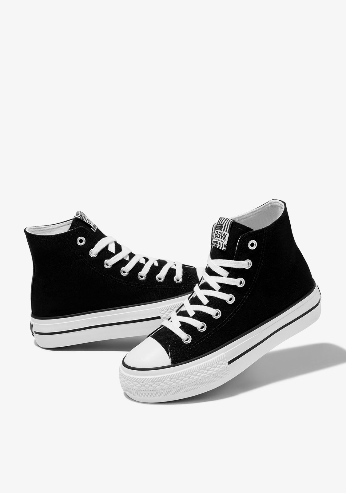 Black Platform Hi-Top Basic Sneakers