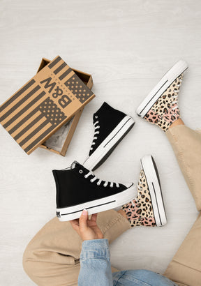 Black Platform Hi-Top Basic Sneakers
