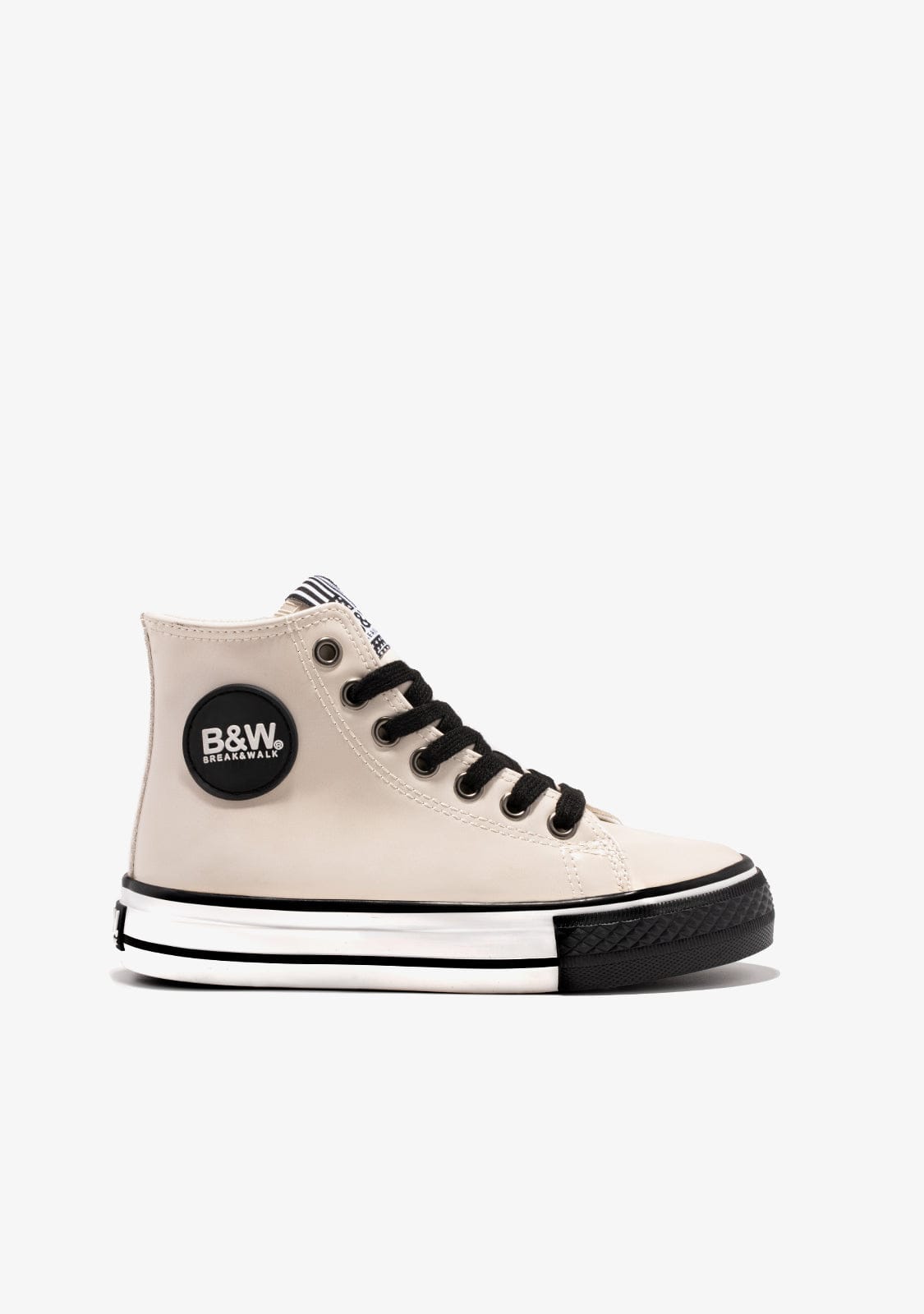 Beige Contrast Hi-Top Sneakers