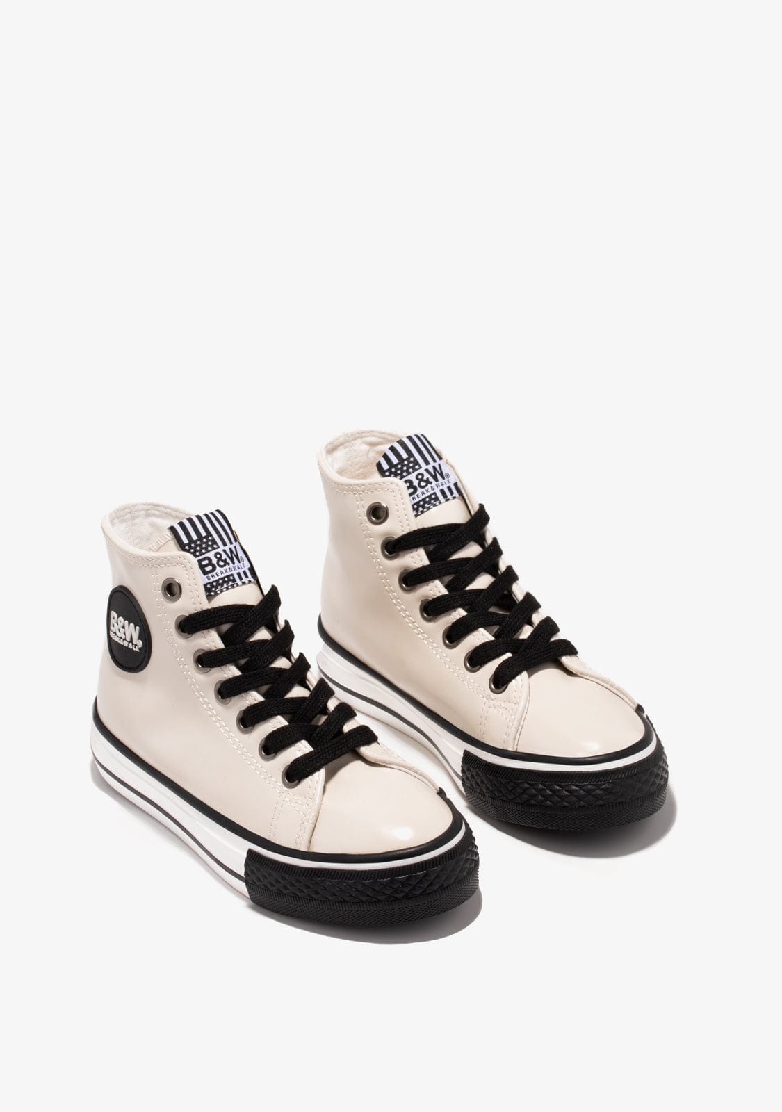 Beige Contrast Hi-Top Sneakers