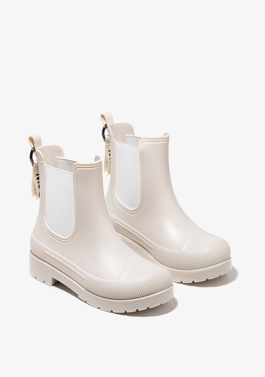 beige rain boots