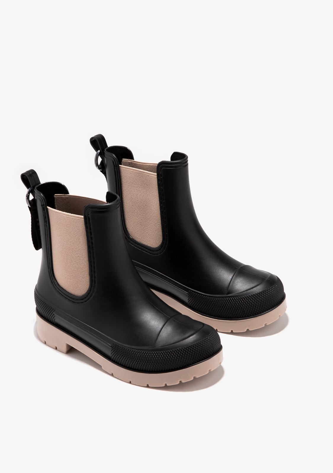 Black Beige Rain Boots