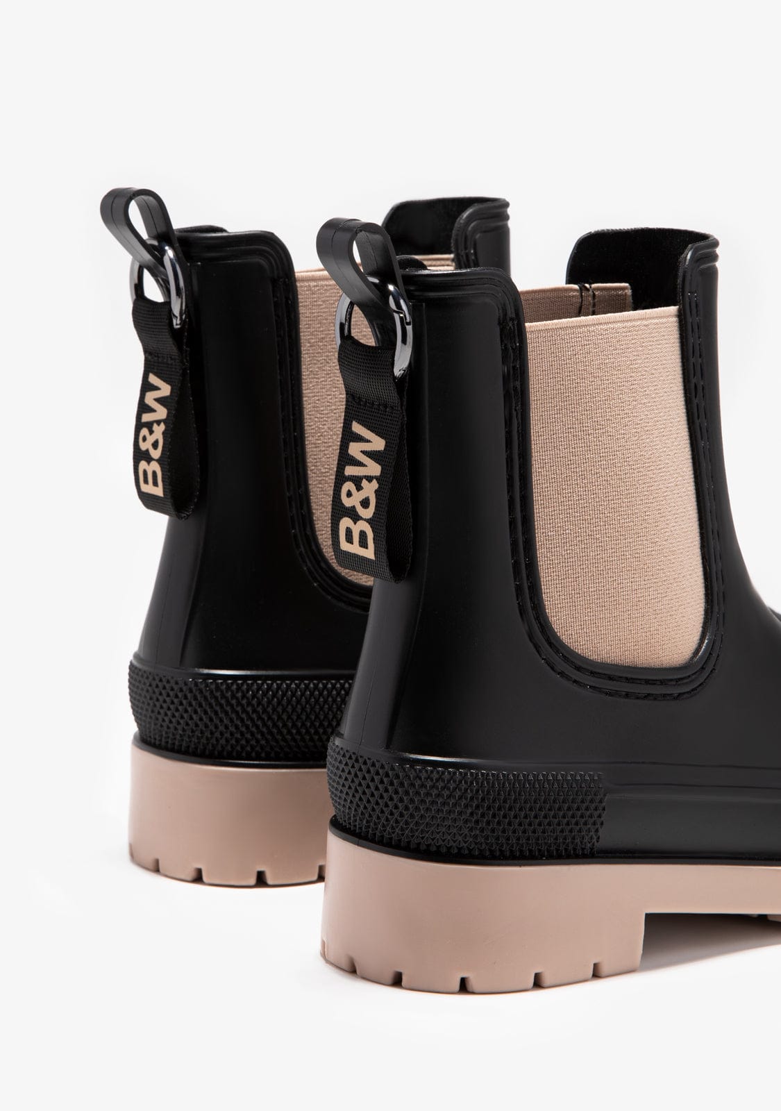 Black Beige Rain Boots