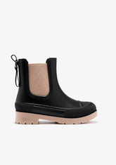 Black Beige Rain Boots