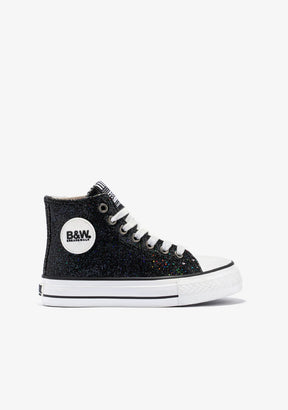 Black Glitter Hi-Top Sneakers