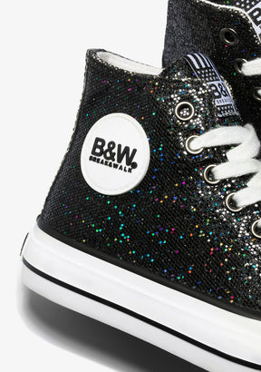 Black Glitter Hi-Top Sneakers