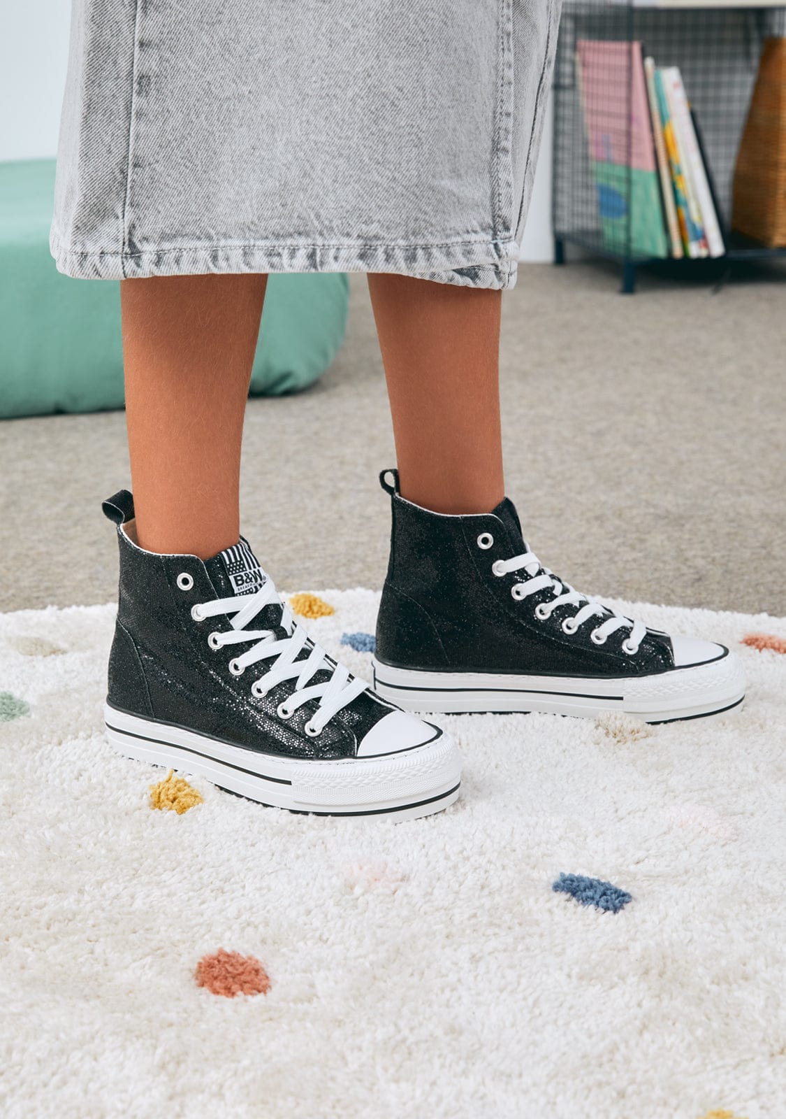 Black Glitter High Top Sneakers