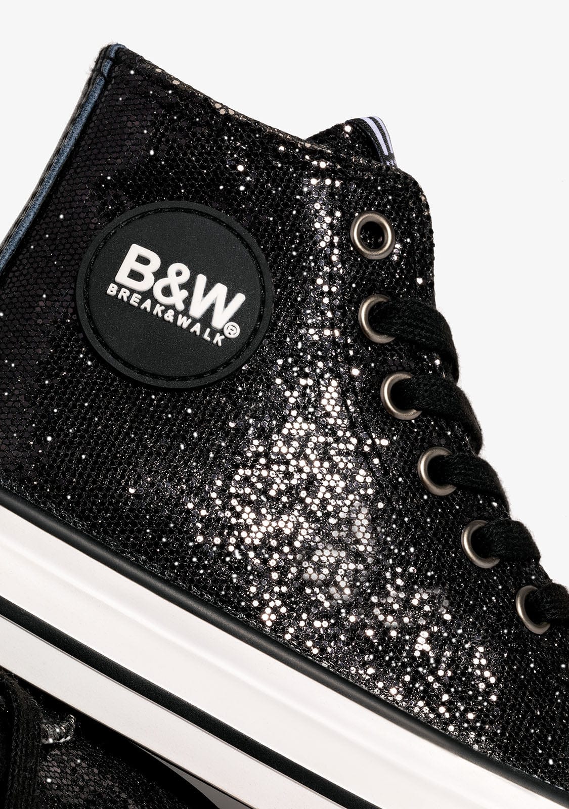 Black Glitter Logo Hi-Top Sneakers