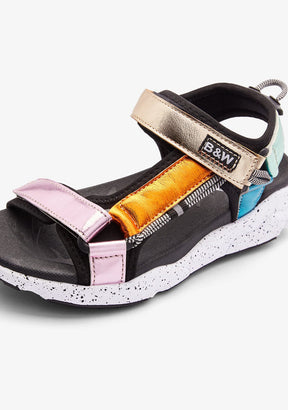 Black / Gold Strips Sandals