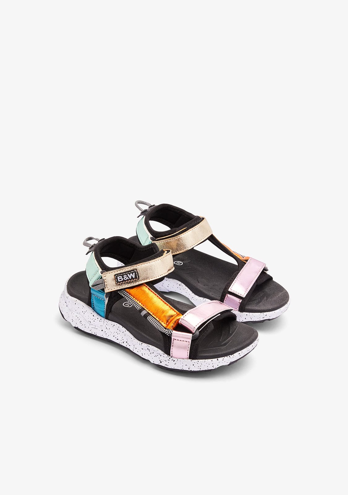 Black / Gold Strips Sandals