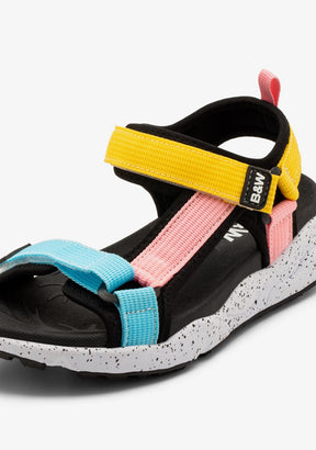 Black / Multi Strips Sandals