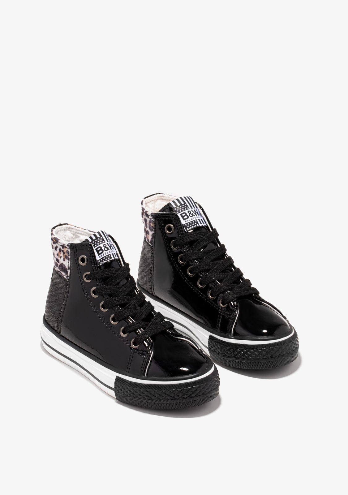 Black Patchwork Hi-Top Sneakers